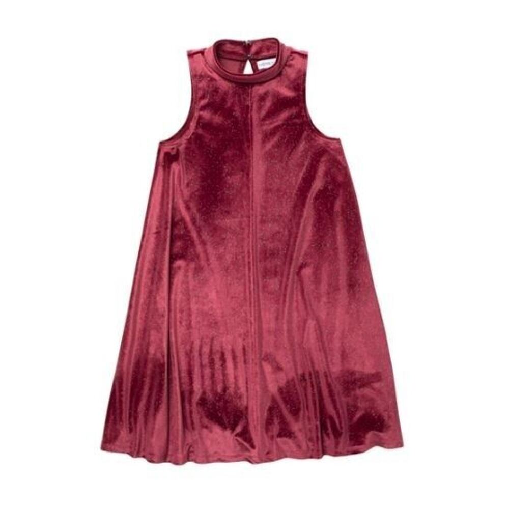 Harper Canyon Girls Mock Neck Sparkle Velour Dress in Red‎ Grape XL(14/16) $69